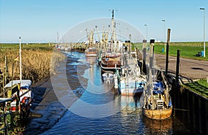Shrimp cutter in the harbour of Spieka-Neufeld near Cuxhaven, Germany