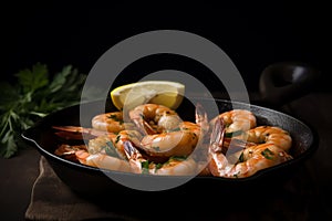 Shrimp dish. Healthy Eating. AI Generated