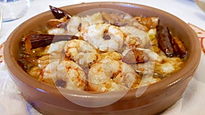 Shrimp dish in macro view