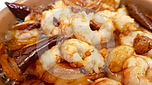 Shrimp dish in macro view