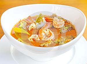 Shrimp and egg sour soup Gaeng som, Delicious thai food