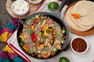 Shrimp Fajitas In Cast Iron Skillet