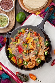 Shrimp Fajitas In Cast Iron Skillet