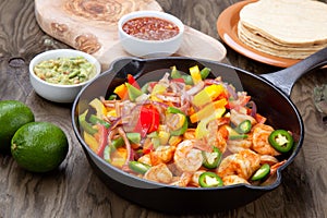 Shrimp Fajitas In Cast Iron Skillet