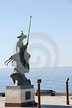 Shrimp Fishing Statue In Plaza De Malecon, Puerto Penasco