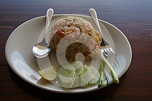 Shrimp fried rice with cucumber