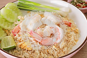 shrimp fries rice domestic thai food ready on dish