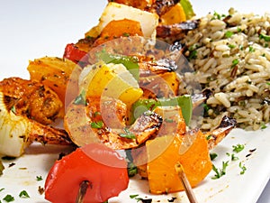 Shrimp Kebabs & Rice