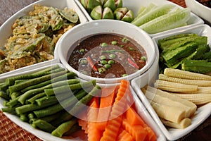 Shrimp paste sauce and mixed vegetables