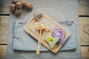 Shrimp and pineapple brochette photo
