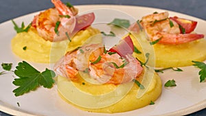 Shrimp & Polenta - fodmap dash diet gluten free dish, side view