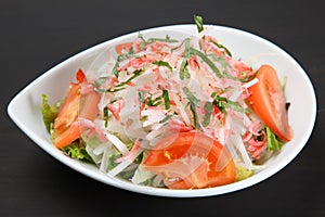 Shrimp and radish salad bowl