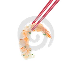 Shrimp in Red Chopsticks