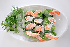 Shrimp roll wrapped with vegetable, healthy vietnamese food