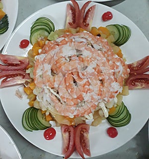 Shrimp salad appetizer in the chinesse food