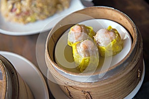 Shrimp Shumai,steamed dish,Chinese food on plate,Dimsum