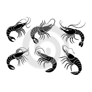 Shrimp Silhouette Vector Set