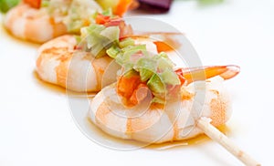 Shrimp skewer with peppers