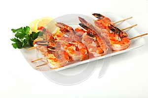 Shrimp skewers with sweet garlic chili sauce