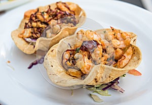 Shrimp tacos, authentic mexican cuisine