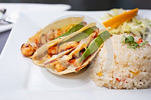 Shrimp tacos plate