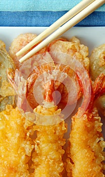 Shrimp Tempura with Chopsticks
