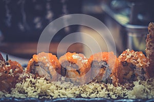 Shrimp Tempura roll in dish