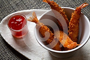 Shrimp Tempura with a sweet and sour sauce, Braga.