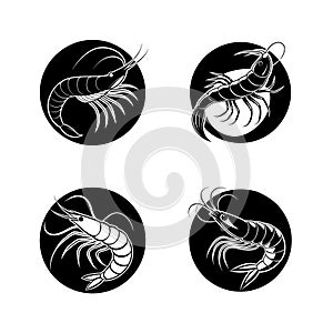 Shrimp vector slilhouette logo icon bundle
