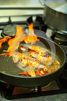 Shrimps on the pan