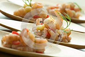 Shrimps on plates