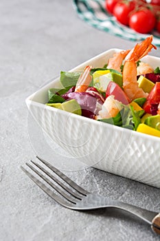 Shrimps salad with mango and avocado