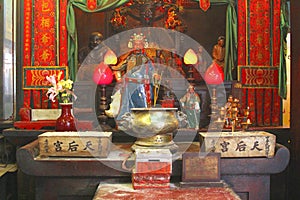 Shrine and altar Buddhist Tin Hau temple, Hong Kong, China photo