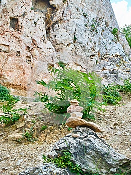 The Shrine of Aphrodite and Eros. Peripatos walk Athenian Acropolis.