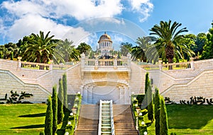 Shrine of the Bab and lower terraces at the Bahai World Center in Haifa