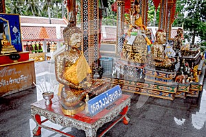 Shrine in buddhist temple at Damnoen Saduak Floating Market