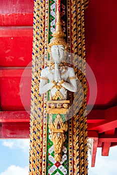 Shrine in buddhist temple at Damnoen Saduak Floating Market, Thailand