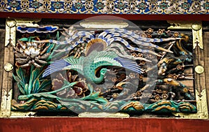 Peacock wood carving, Toshogu shrine, tochigi prefecture, Japan