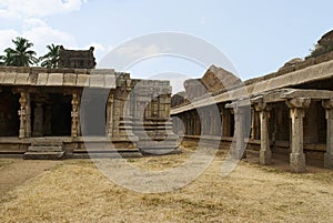 The shrine of Godess and the inner courtyard of Achyuta Raya temple, Hampi, Karnataka. Sacred Center.
