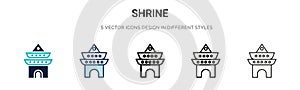 Shrine icon in filled, thin line, outline and stroke style. Vector illustration of two colored and black shrine vector icons