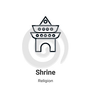 Shrine outline vector icon. Thin line black shrine icon, flat vector simple element illustration from editable religion concept