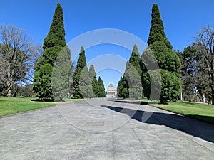 Shrine of Rememberance in Melbourne with a blue sky, Australia