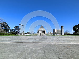 Shrine of Rememberance in Melbourne with a blue sky, Australia