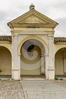 Shrine at santa Maria covered walkway on Mazzini street, Comacch