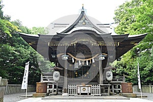 The shrine `Shirahata-jinja` where the Japanese warlord Yoshitsune Minamoto is enshrined.