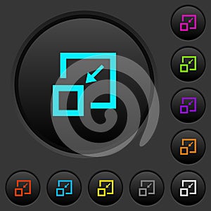 Shrink window dark push buttons with color icons