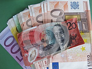 Shrinking Australian dollar and euros photo