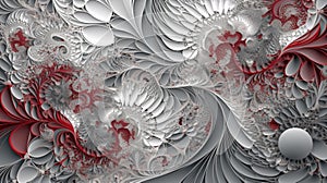 Shrinking fractals in red-gray tones. AI Generated