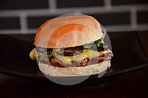 Shroom Arugula Burger Foodfast Horizontal photo