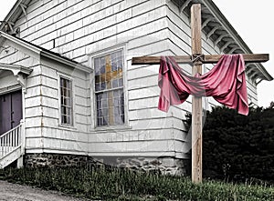 Shrouded crucifix during the Easter Season photo